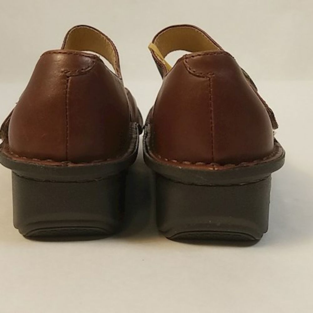 Women's Alegria Brown Leather Clogs - Picture 4 of 8